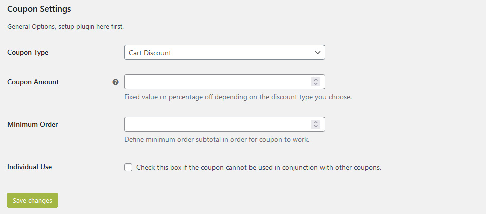 Coupon Settings