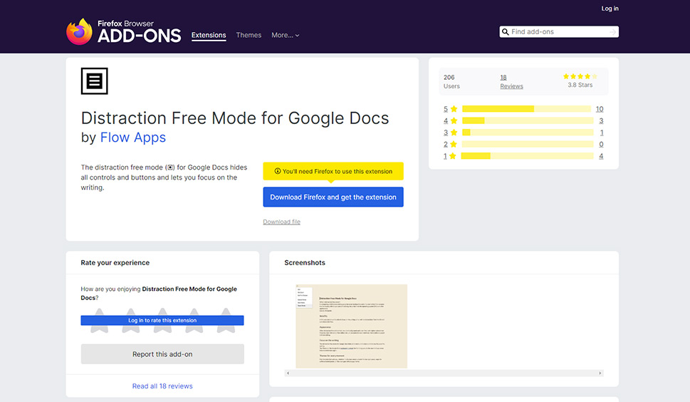 Distraction Free Mode for Google Docs