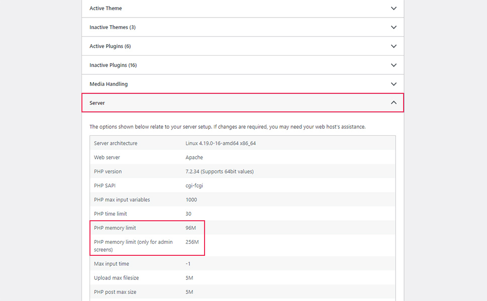 Server PHP Memory Limit