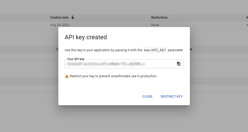 API Key Created