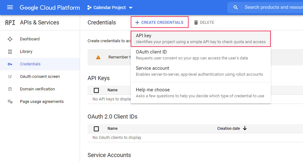 API Key Credentials