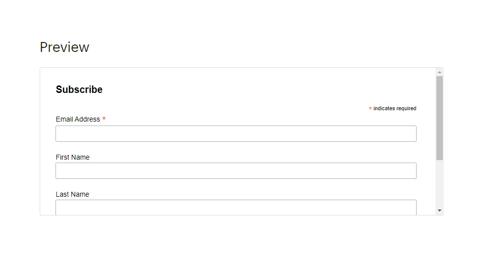 MailChimp Form Live Preview