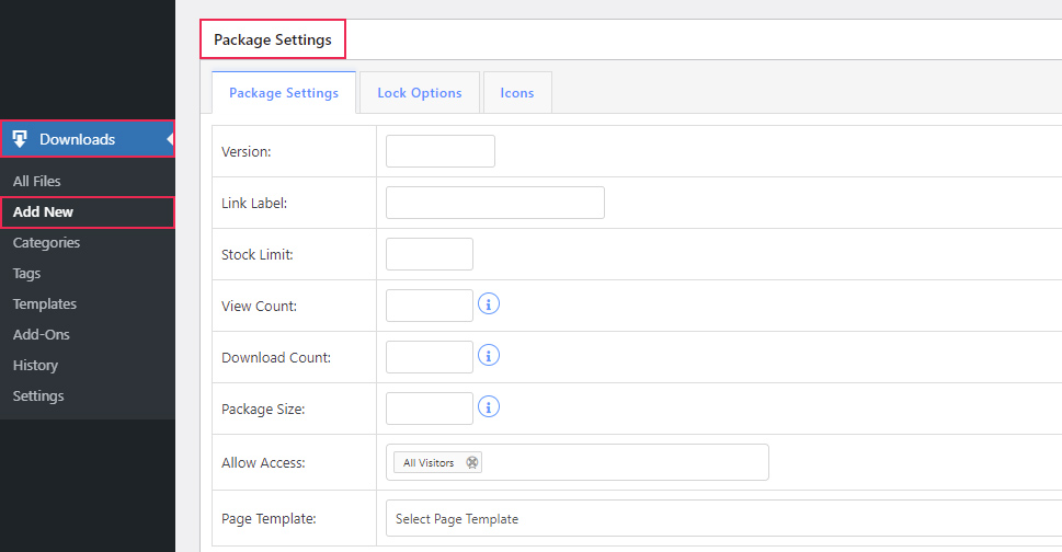 Package Settings