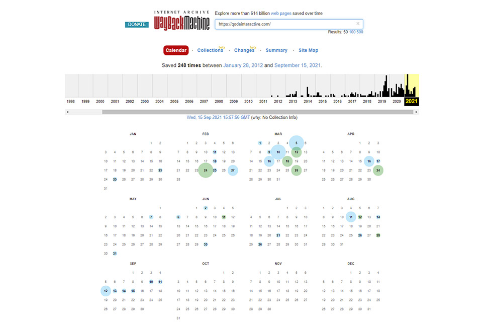 Wayback Machine Calendar
