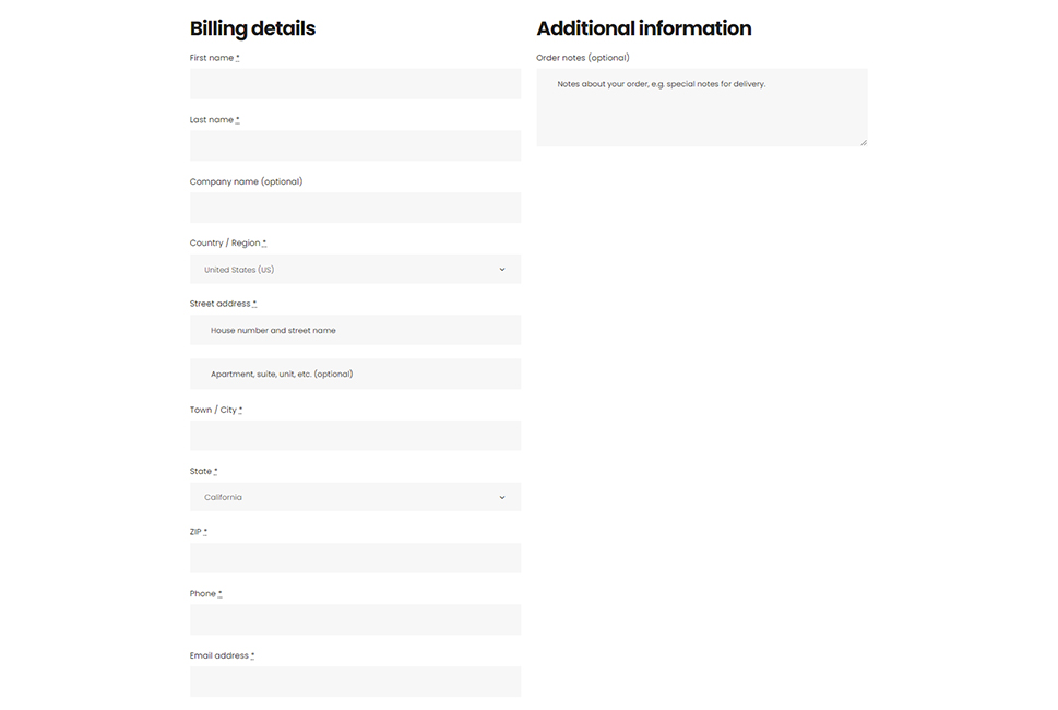 WooCommerce Billing Details