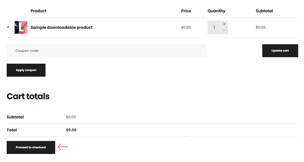 WooCommerce Proceed to Checkout