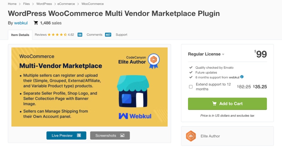 WordPress WooCommerce Multi Vendor Marketplace by Webkul