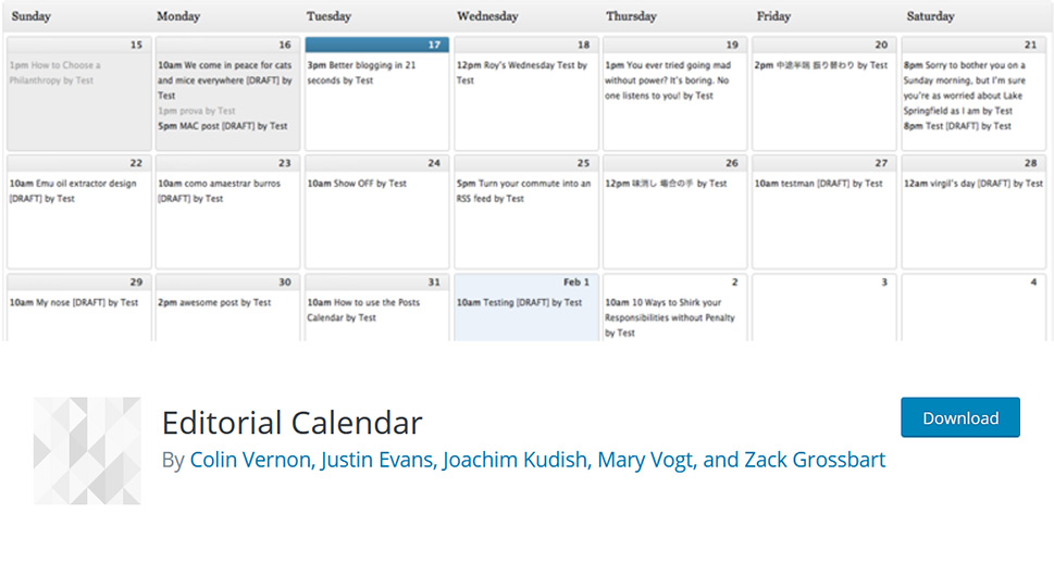 Editorial Calendar