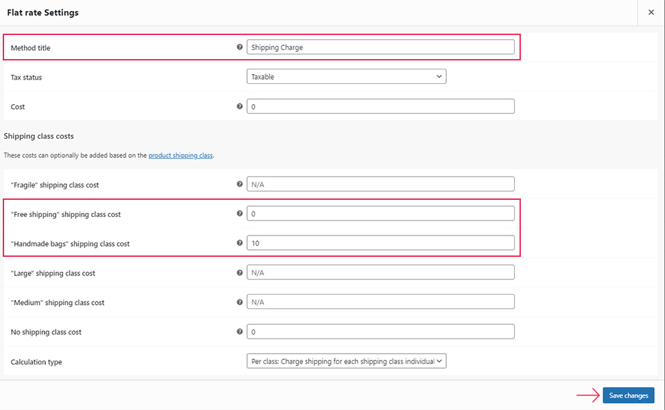 Flat Rate Settings