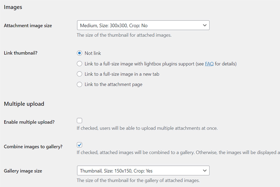 DCO Comment Attachment Settings