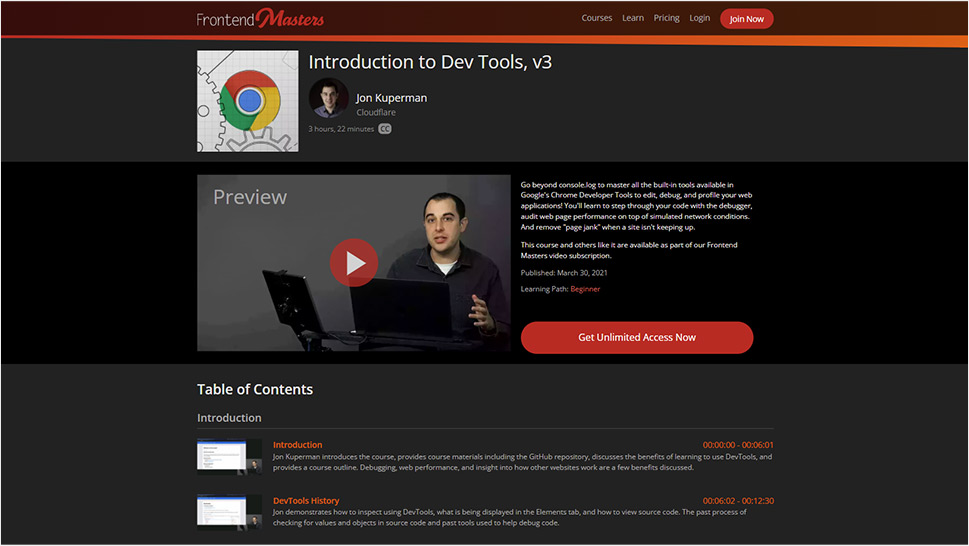 Introduction to Dev Tools, v3 - Frontend Masters
