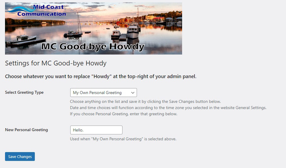 MC Good Bye Howdy Settings