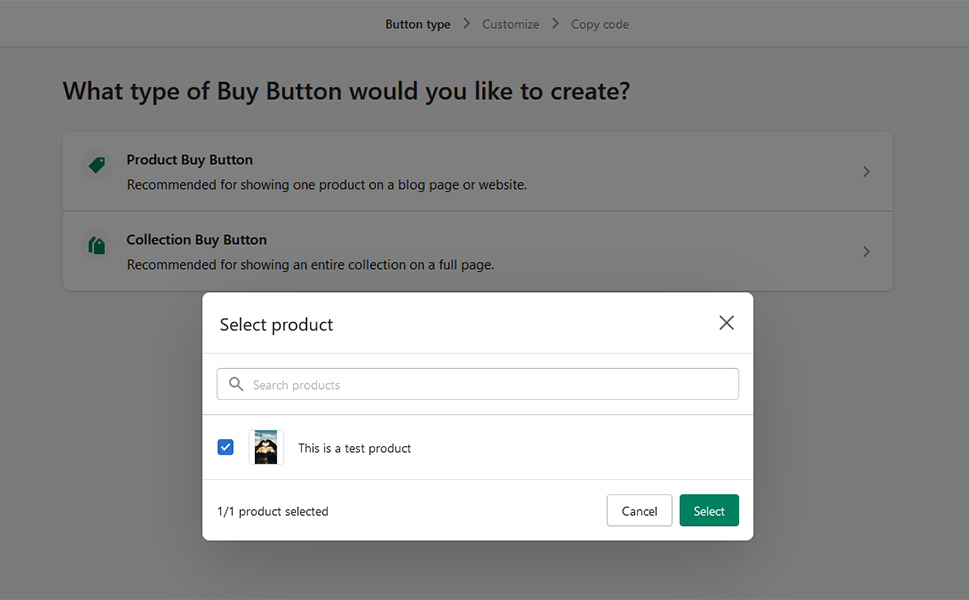 Shopify Select Product