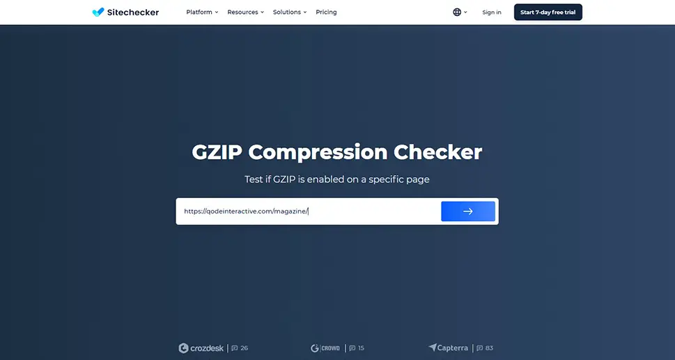 Sitechecker Pro’s GZIP checker