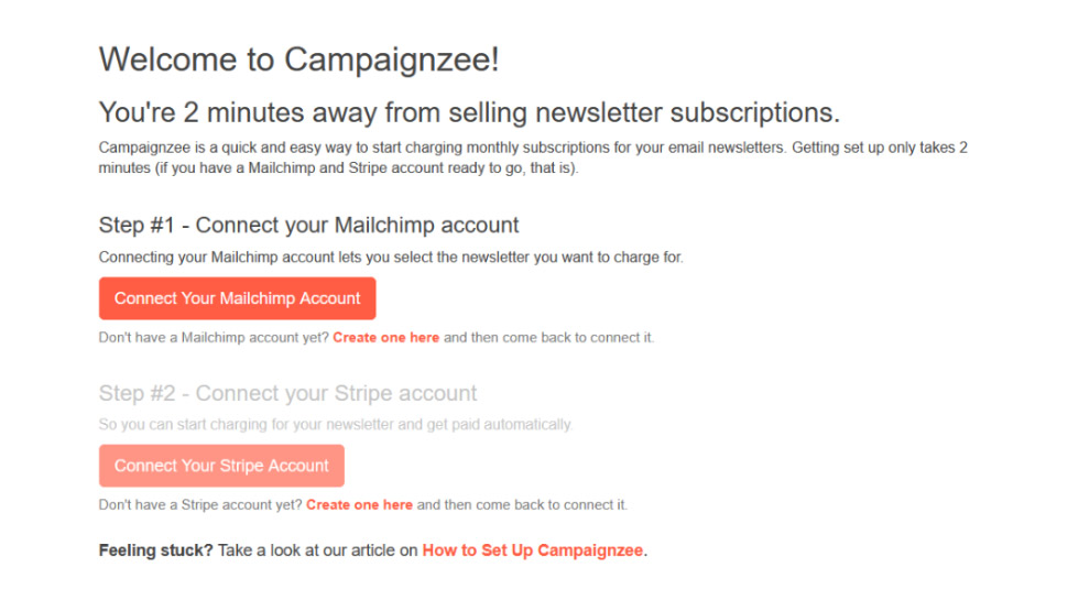 Connecting Mailchimp and Stripe to Campaignzee