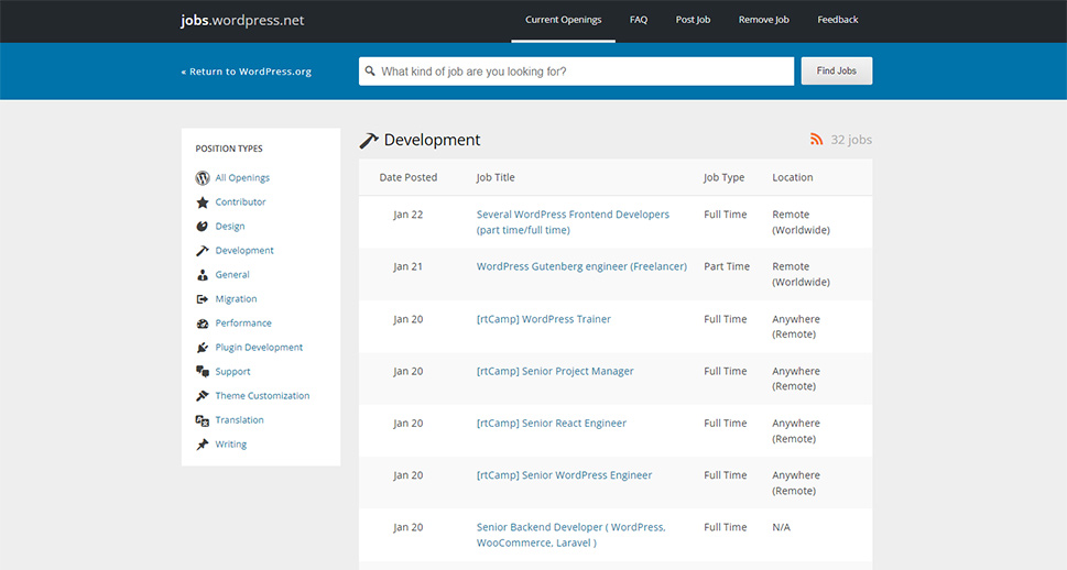 Jobs WordPress