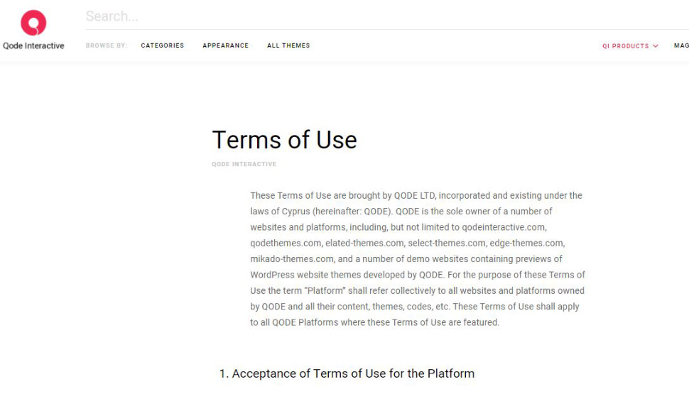 Terms & Conditions Page