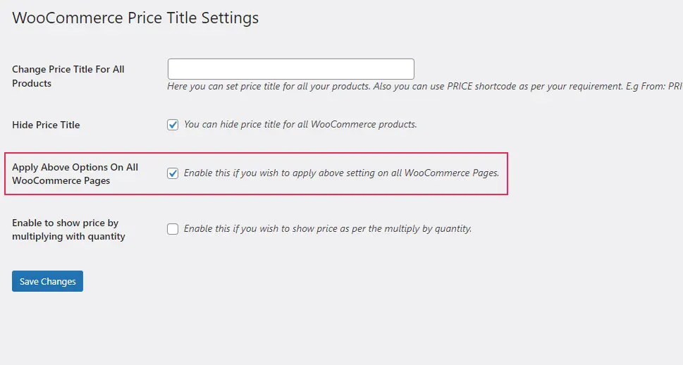 Apply Options on WooCommerce Pages