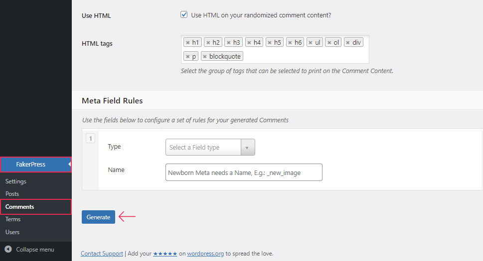 FakerPress Comments Generate