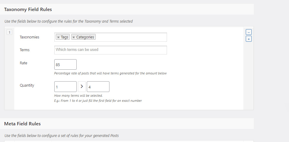 FakerPress Posts Taxonomy Field Rules