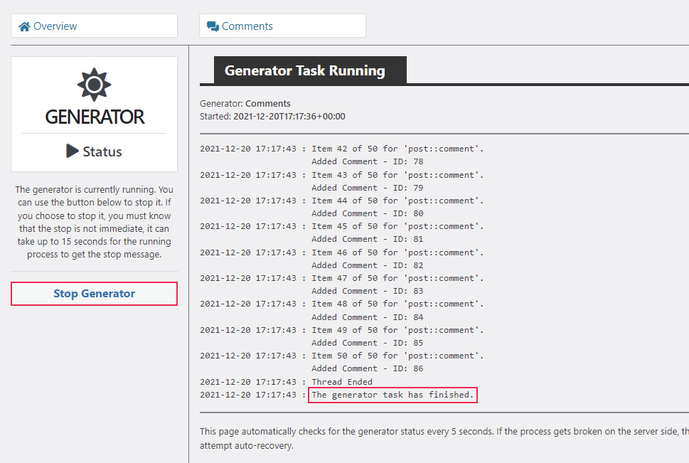 Stop Generator Comments