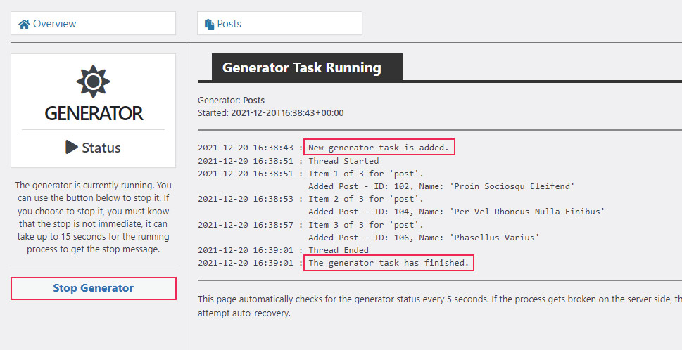 Stop Generator Posts