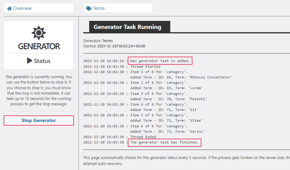 Stop Generator Terms