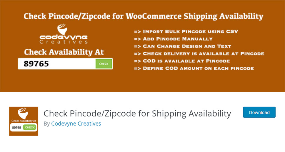 Check Pincode/Zipcode for Shipping Availability