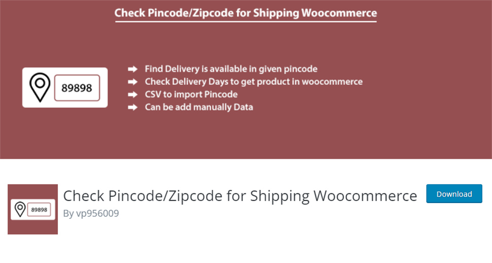 Check Pincode/Zipcode for Shipping Woocommerce