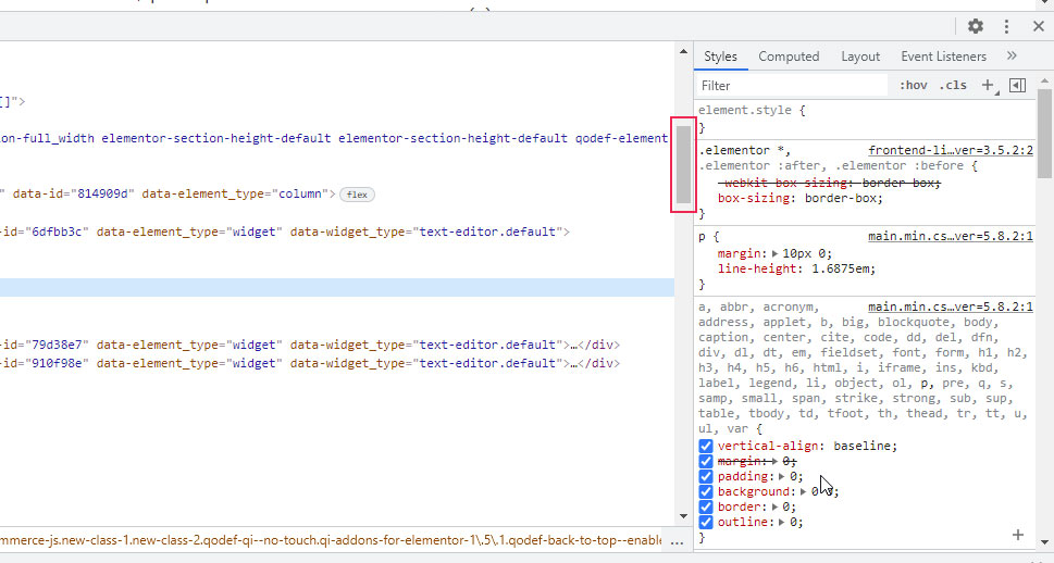 Inspect Elements Scroll Bar