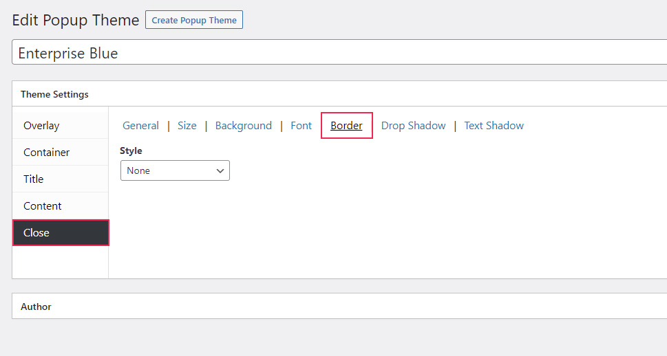Popup Themes Close Border