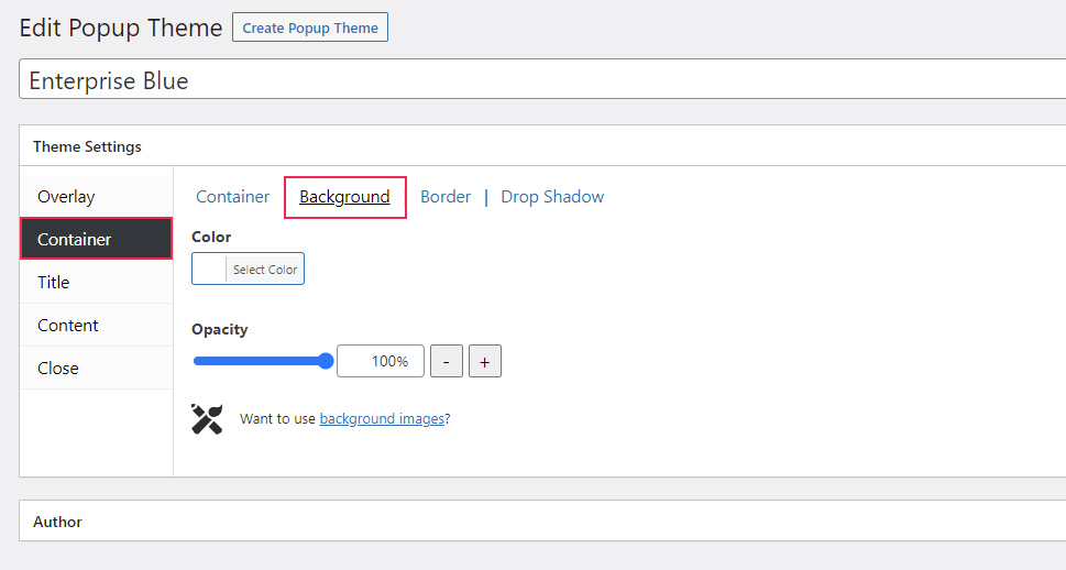 Popup Themes Container Background
