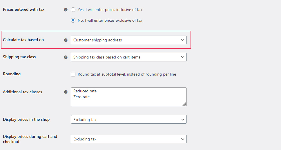 Calculate Tax Based On