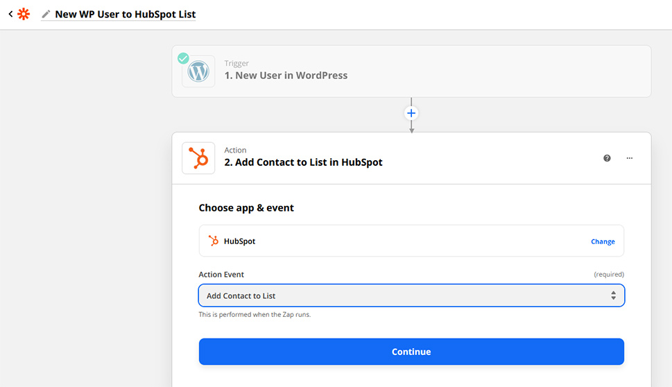 HubSpot and Zapier Second Step