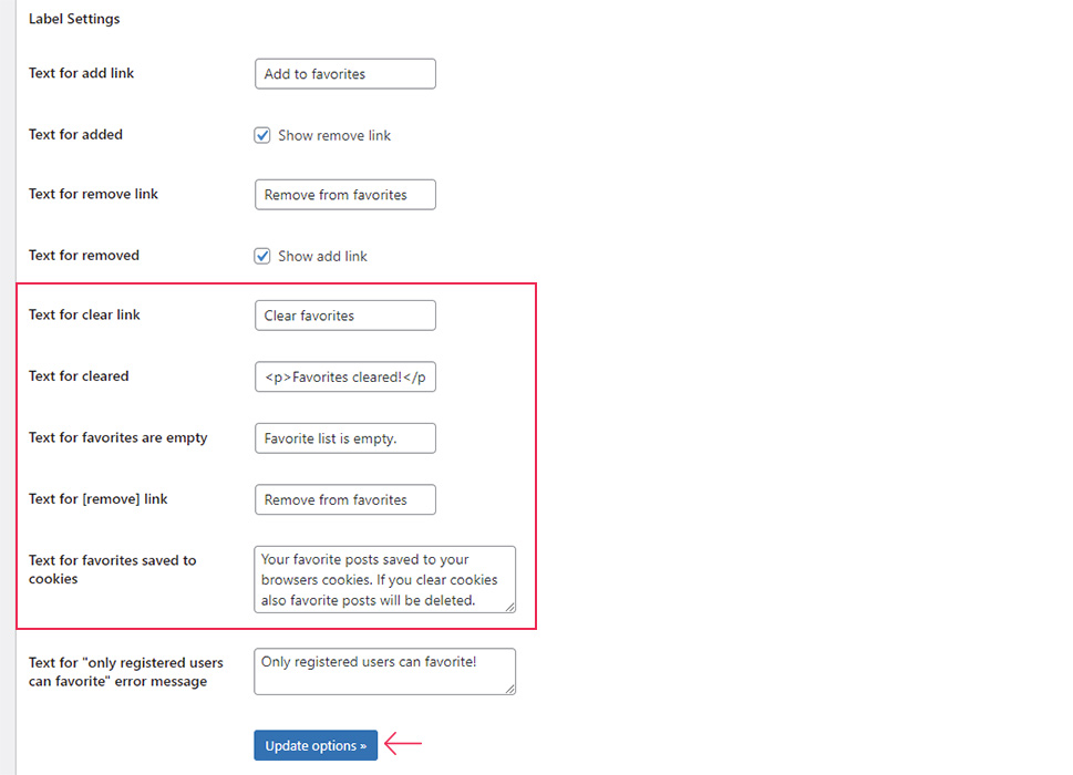 Label Settings Subsection