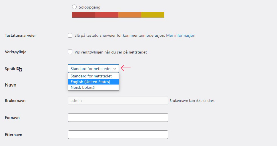 Sprache Dropdown