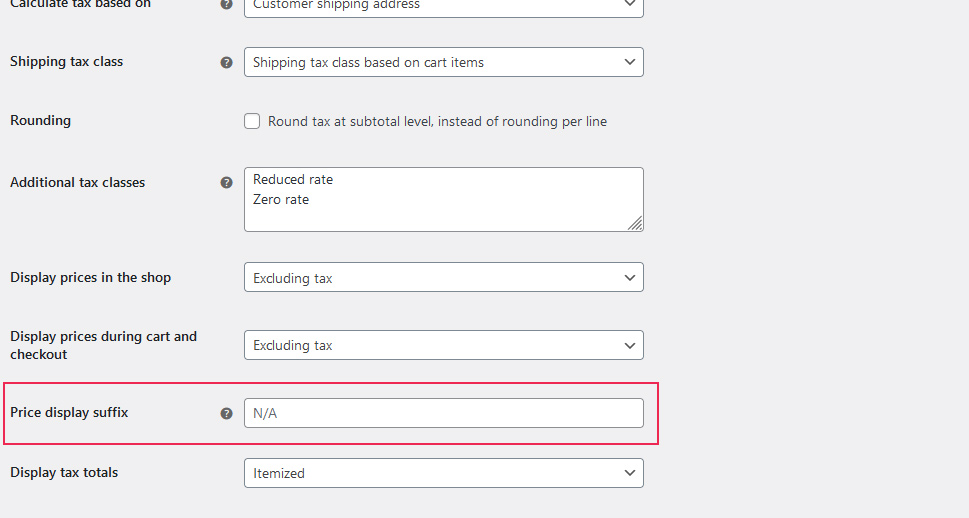 Price Display Suffix