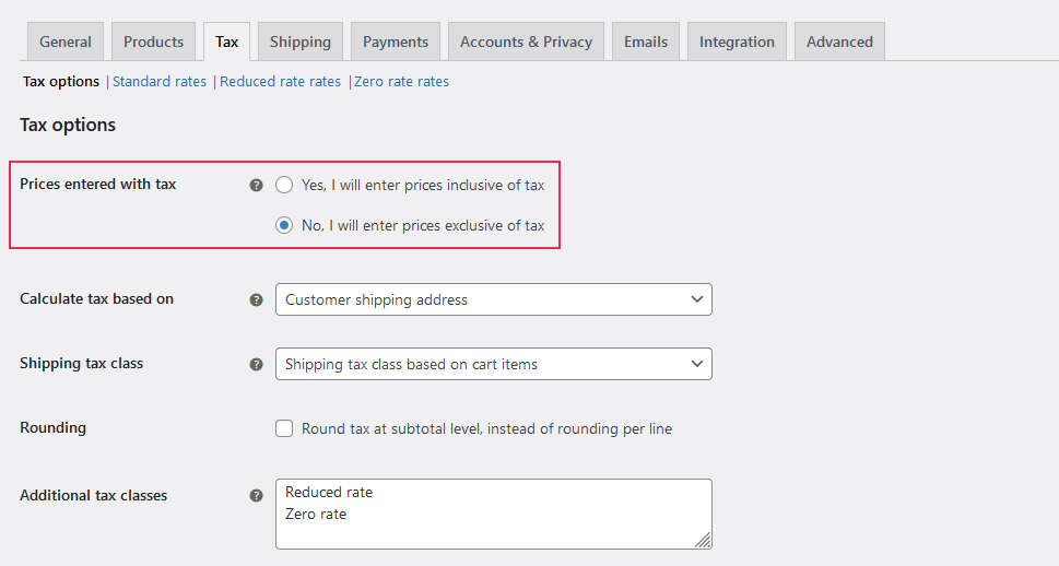 Prices Entered with Tax