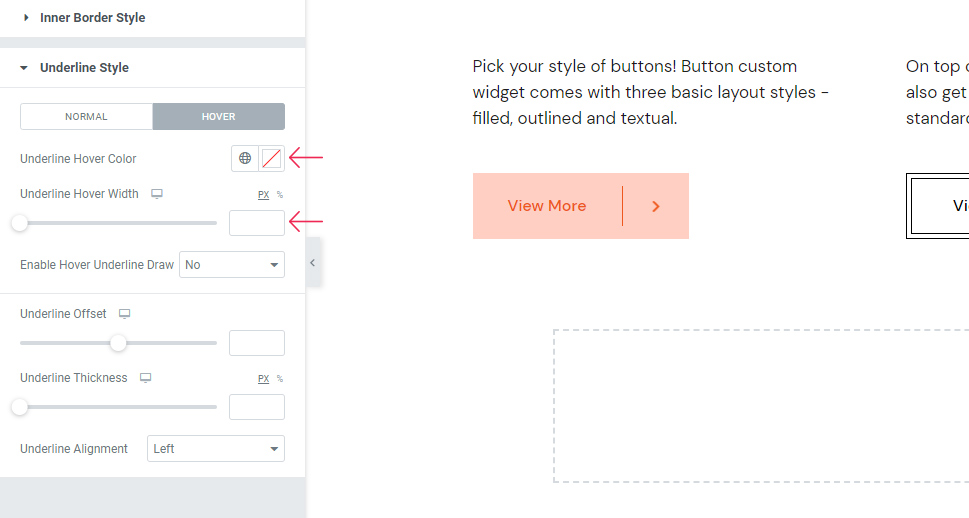 Qi Button Underline Hover Color and Width
