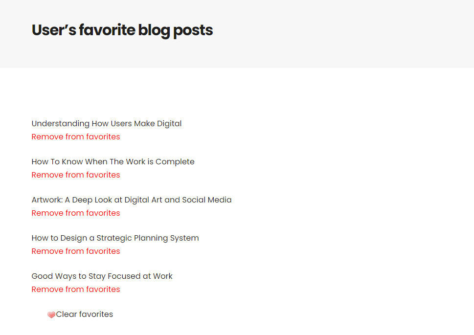 Users Favorite Blog Posts Result