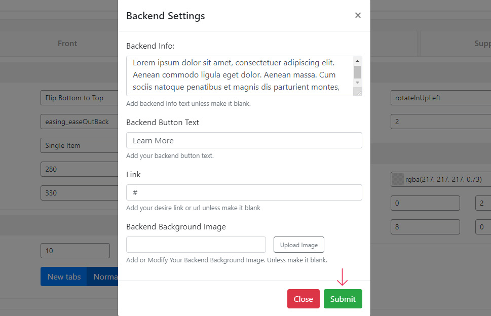 Backend Settings