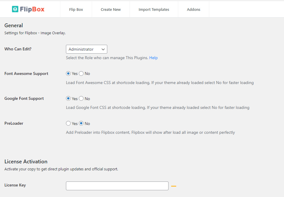 Flipbox General Settings