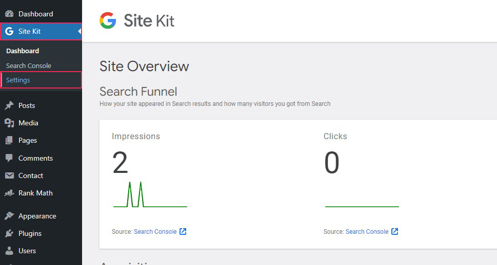 Site Kit Settings