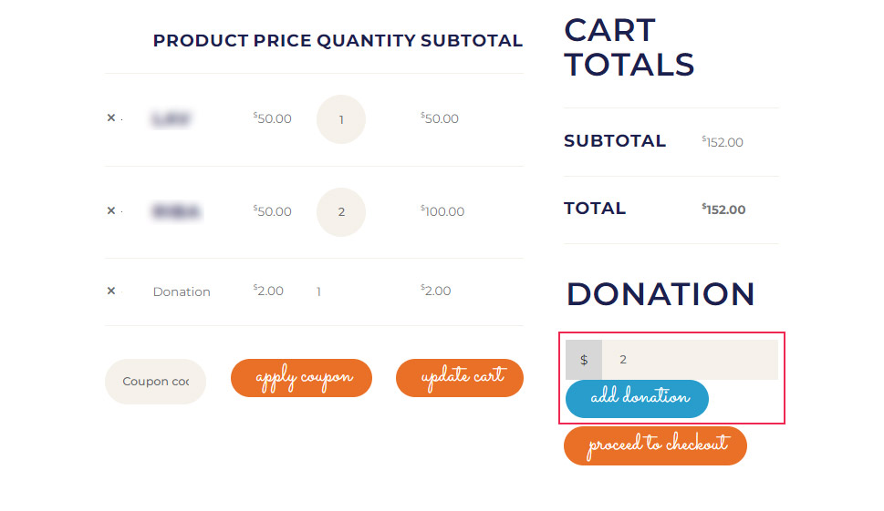 Cart Totals Donation