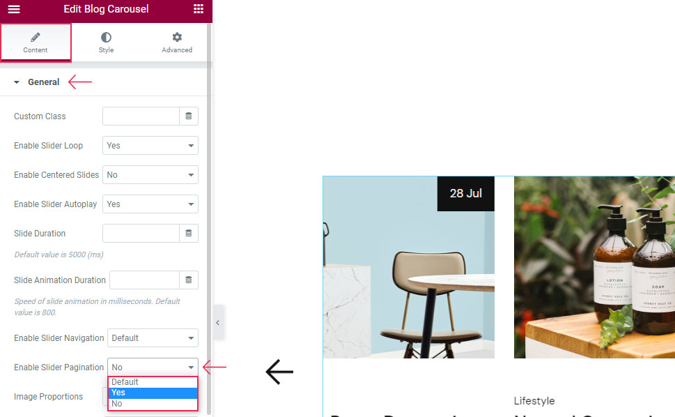 Enable Slider Pagination