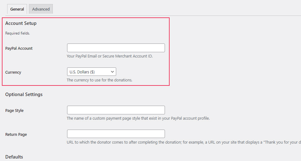 PayPal Donations Account Setup