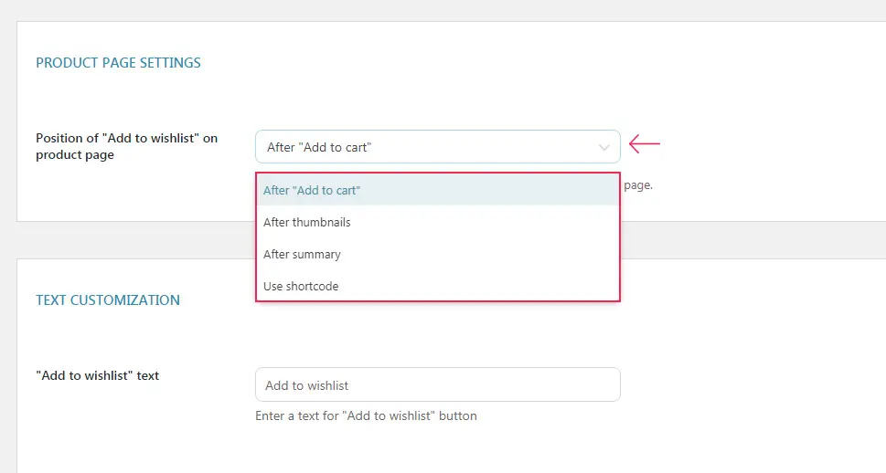 Product Page Settings