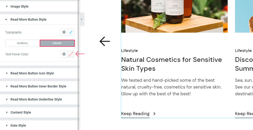 Read More Text Hover Color