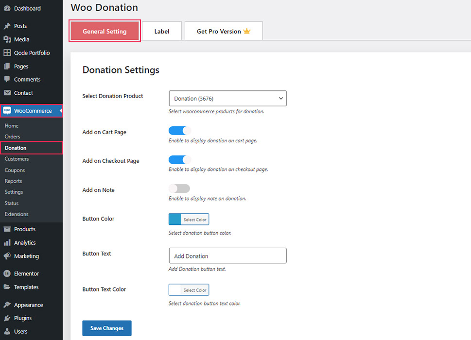 Woo Donation General Setting