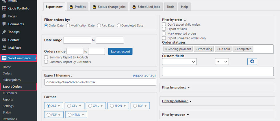 WooCommerce Export Orders